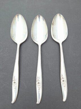 3 Magic Moment Nobility Plate 1958 Silver-Floral  Serving Spoons 8 5/8"